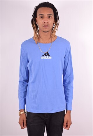 ADIDAS MENS VINTAGE TOP LONG SLEEVE XL BLUE 90S