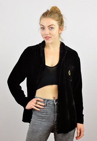 VINTAGE RALPH LAUREN BLACK VELVET SHIRT