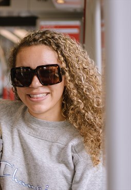 Oversized Square Sunglasses - Tort Frame with Brown lens