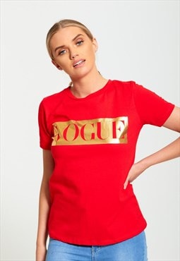 justyouroutfit Glitter Vogue T-Shirt  Red