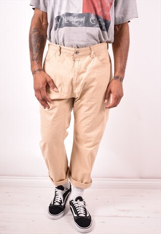 LACOSTE MENS VINTAGE TROUSERS W36 L27 BEIGE 90S