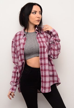 VINTAGE 90'S GRUNGE CHECKED FLANNEL OVERSIZED SHIRT