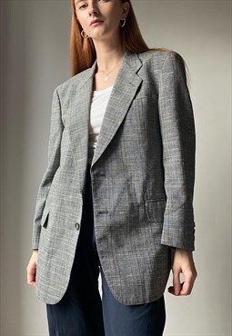 Vintage Check Black White Blue Blazer Size M