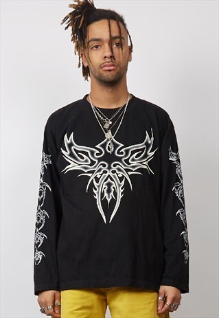 VINTAGE 90'S BLACK GLOW-IN-THE DARK LONG-SLEEVE T-SHIRT