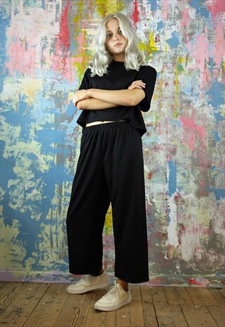 BLACK CROP PANTS CO-ORDINATES
