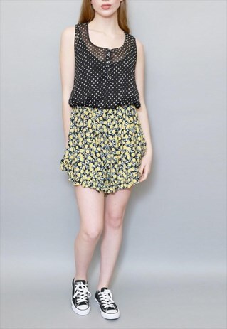 VINTAGE 1990'S AMAZING MIXED PRINT FRILLED PLAYSUIT