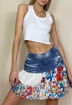 Vintage Y2K Summer Festival Floral Mini Skirt Desigual 