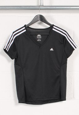 Vintage Adidas T-Shirt in Black Sports Gym Tee Size 14