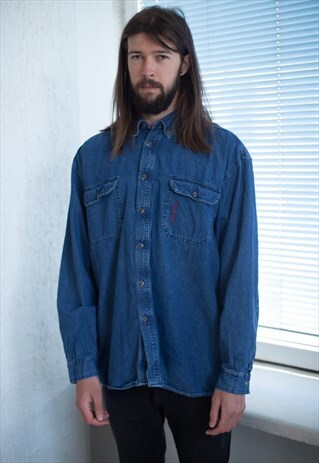 VINTAGE 90'S DARK BLUE DENIM SHIRT