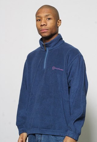 VINTAGE SERGIO TACCHINI 1/4 ZIP LOGO FLEECE BLUE