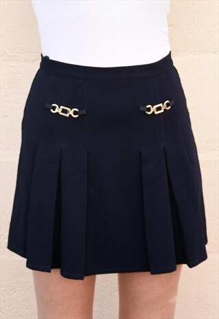 VINTAGE SKATER SKIRT NAVY BLUE