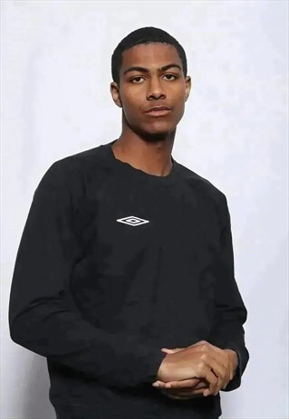 VINTAGE UMBRO BIG EMBROIDERED LOGO SWEATSHIRT BLACK