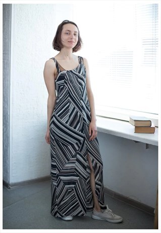VINTAGE 80'S SLEEVELESS STRIPED MAXI DRESS