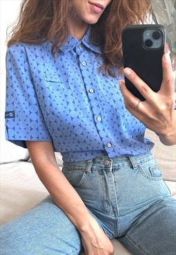 Novelty Printed Blue Shirt / Blouse - M