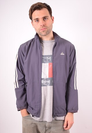 ADIDAS MENS VINTAGE TRACKSUIT TOP JACKET MEDIUM BLUE 90S