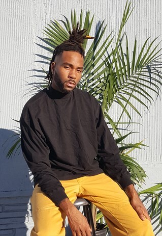 90S MINIMALIST SPORTSWEAR BLACK MOCK TURTLE NECK XL