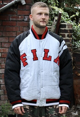 VINTAGE FILA SPELL OUT BOMBER JACKET LARGE