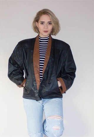 VINTAGE LEATHER CROPPED JACKET