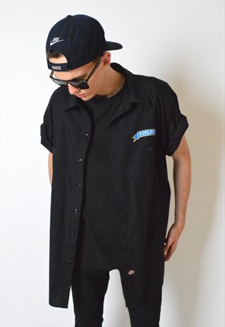 DICKIES VINTAGE 90S BLACK SCANDI VIKINGS SKATER SHIRT