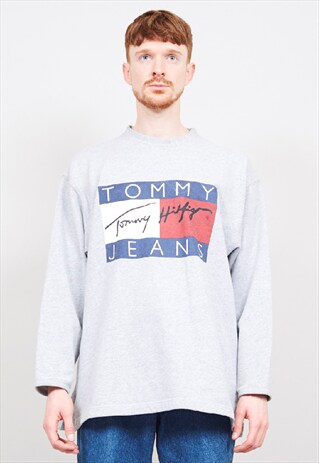 VINTAGE 90'S TOMMY HILFIGER GREY SWEATER