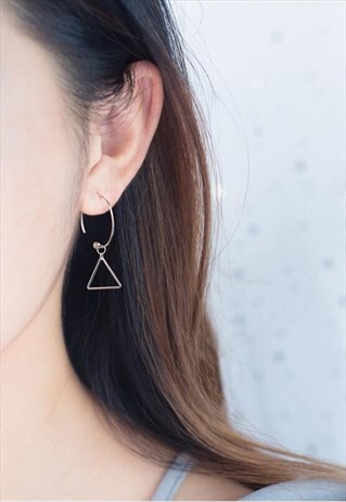 CIRCLE & TRIANGLE STERLING SILVE HOOP EARRINGS