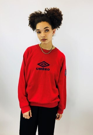 VINTAGE UMBRO EMBROIDERED RED SWEATSHIRT