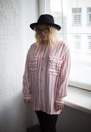 VINTAGE 90'S WHITE STRIPED SHIRT