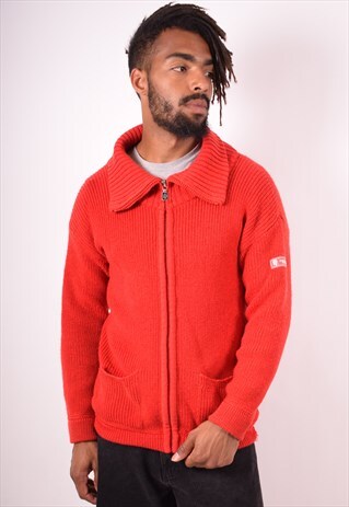 MARINA YACHTING MENS VINTAGE CARDIGAN SWEATER MEDIUM RED 90S