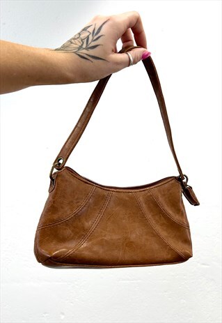Vintage Y2k Brown Leather Mini Handbag