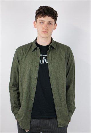 VINTAGE KHAKI PATCH SOFT FLANNEL SHIRT