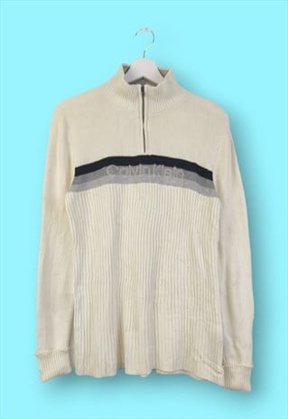 VINTAGE CALVIN KLEIN JUMPER QUARTER ZIP IN BEIGE XL