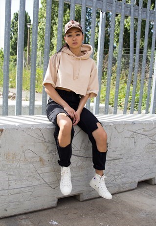 NEW IN - DUSTY SAND CROP HOODIE