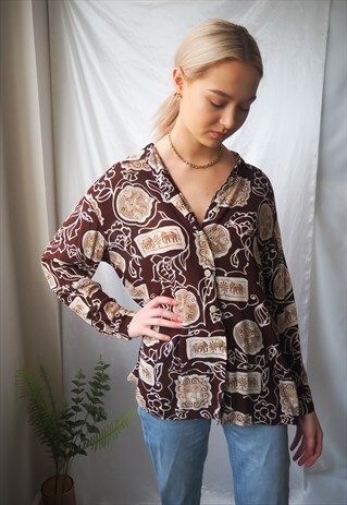 VINTAGE BROWN PATTERNED SHIRT