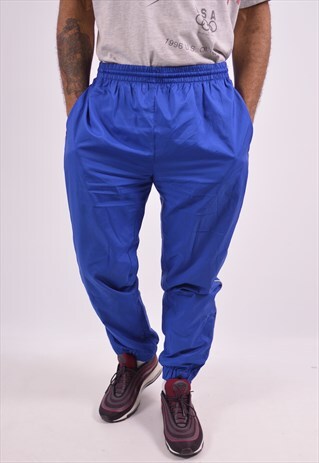 FILA MENS VINTAGE TRACKSUIT TROUSERS MEDIUM BLUE 90S