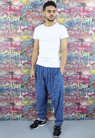 VINTAGE 90S PATTERNED FESTIVAL TROUSERS. FUNKY. UNISEX.