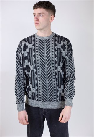 VINTAGE 90S BLACK AND GREY JUMPER
