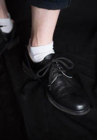 UNISEX BLACK LEATHER OXFORD BOOTS