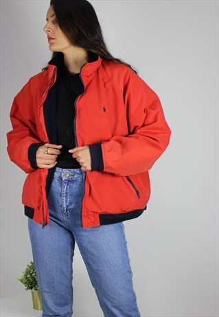VINTAGE POLO RALPH LAUREN BOMBER JACKET W LOGO & FLEECE