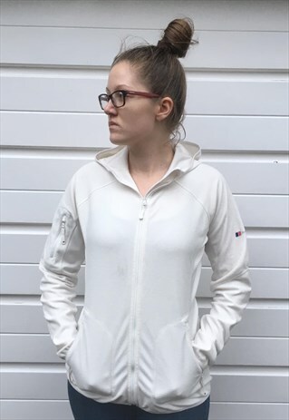 WOMENS BERGHAUS FLEECE WHITE ZIP UP ZIPPER JACKET HOODIE