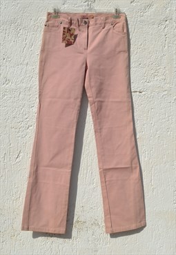 Deadstock dusty pink stretch high waist bootcut jeans