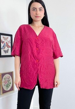 Vintage 90s pink button down blouse