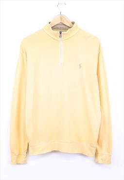 Vintage Ralph Lauren Sweatshirt Yellow Quarter Zip With Logo