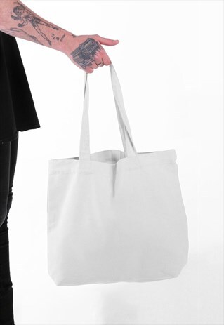 LARGE ESSENTIAL ORGANIC COTTON SHOULDER TOTE BAG - WHITE