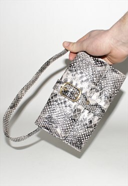 Vintage Y2K small snake print shoulder bag in grey