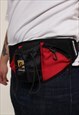 VINTAGE 90S HIKING WAIST BAG, RED BLACK SPORT TRAVEL BUM BAG