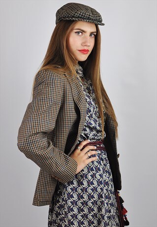 VINTAGE TWEED CHECK BLAZER JACKET