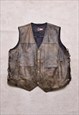 Vintage 90s Brown Real Leather Waistcoat