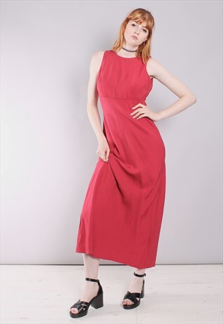 VINTAGE 90S RED LINEN MAXI DRESS