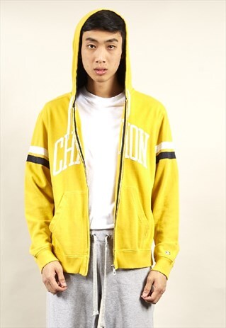 VINTAGE 90'S CHAMPION YELLOW ZIP-UP HOODIE