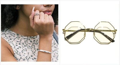 Bangle Bracelet and Octagonal Glasses